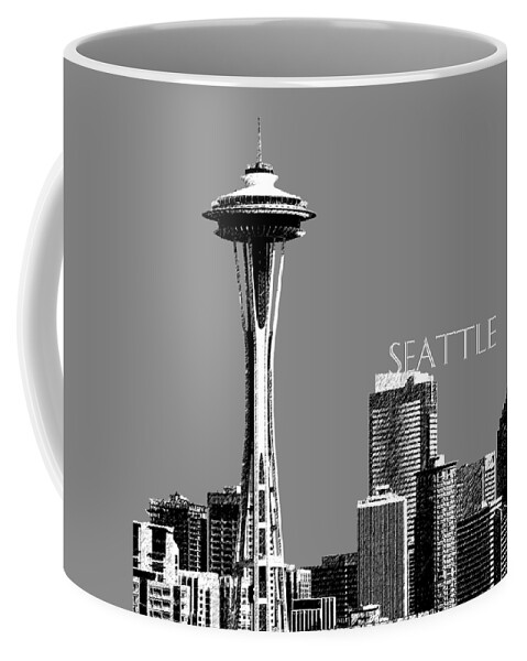 Architecture Coffee Mug featuring the digital art Seattle Skyline Space Needle - Pewter by DB Artist