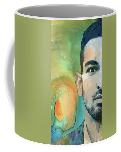 Portrait Coffee Mug featuring the painting Sebouh - Commissioned Portrait - Sharon Cummings by Sharon Cummings