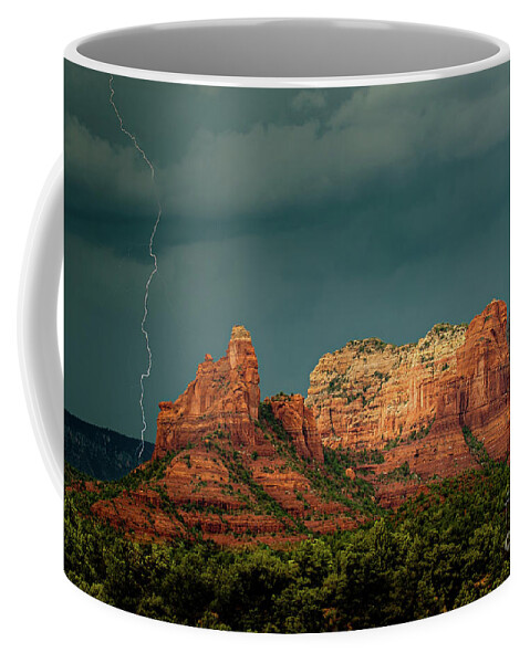 Ligntning Coffee Mug featuring the photograph Sedona Monsoon Sunlight 1111 by Kenneth Johnson