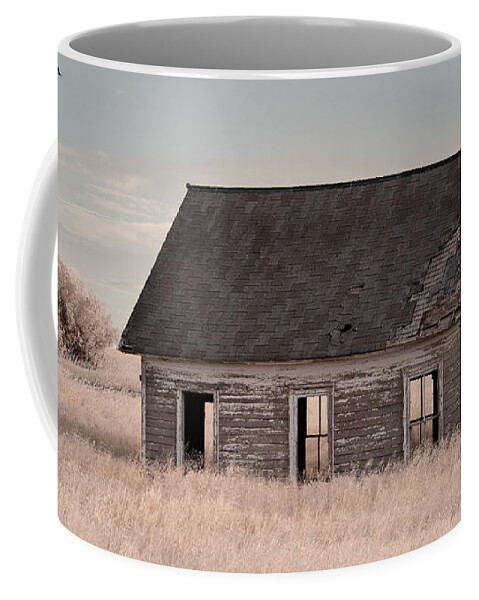 Lake Ibsen Coffee Mug featuring the photograph See Through Schoolhouse - Lake Ibsen schoolhouse, Benson County, ND near Brinsmade by Peter Herman