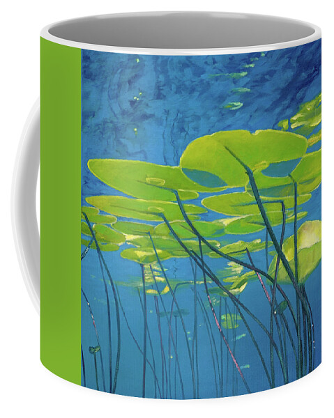 Water Lilies Coffee Mug featuring the painting Seerosen, Wasser by Uwe Fehrmann