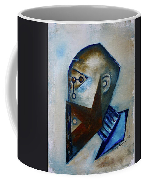 Abstract Portrait Coffee Mug featuring the painting Sensory / Receipts by Martel Chapman