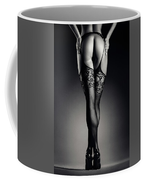 Woman Coffee Mug featuring the photograph Sensual legs in stockings by Johan Swanepoel