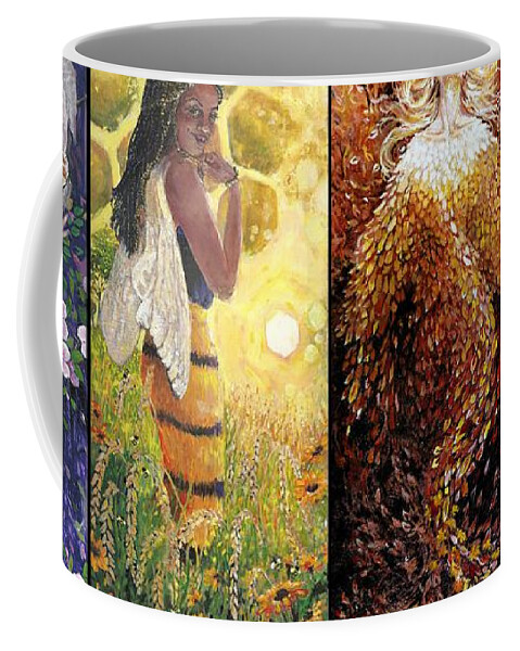 Sentinel Coffee Mug featuring the painting Sentinels of the Seasons by Merana Cadorette