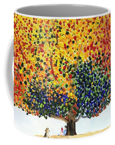 Tree Coffee Mug featuring the painting Sentry for Meghan by Kate Conaboy