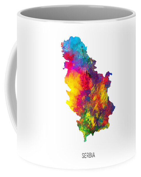 Serbia Coffee Mug featuring the digital art Serbia Watercolor Map by Michael Tompsett