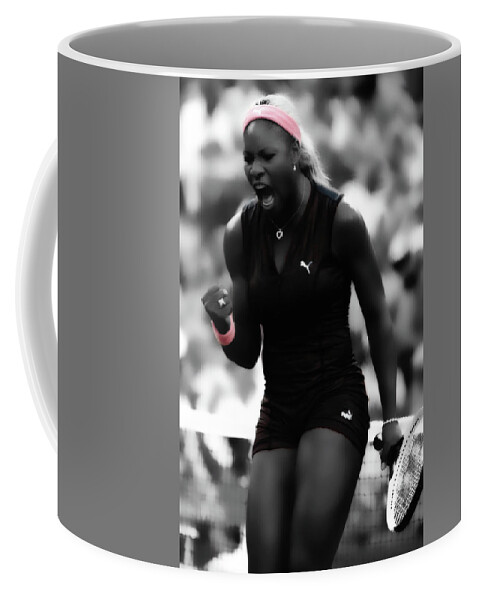 Serena Williams Coffee Mug featuring the mixed media Serena Williams Ace by Brian Reaves