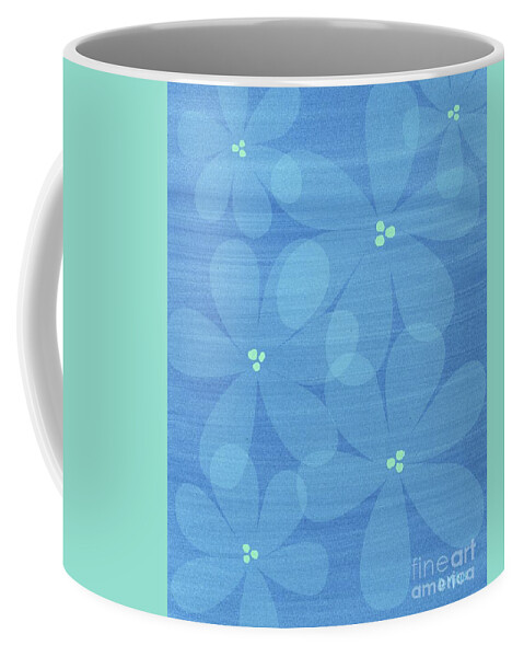 Mixed Media Coffee Mug featuring the mixed media Serene Floral Abstract in Blue by Donna Mibus