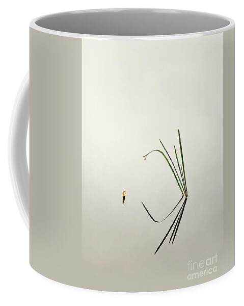 Togetherness Together Associative Expressive Lake Grass Reed Leaf Reflections Water Droplet Impression Calm Still Interactions Idyllic Sentimental Tender Conceptual Charming Atmospheric Aesthetic Solitary Passion Romance Mindfulness Relaxation Creative Contemporary Tranquillity Minimalist Stylish Minimalistic Singular Inspirational Serenity Poetic Peculiar Tranquil Elegance Simplicity Surrealism Abstract Meaningful Simple Funny Landscape Amorous Sweetheart Impersonation Delicate Gentle Pastel Coffee Mug featuring the photograph Serenity at dawn. Associations. Togetherness by Tatiana Bogracheva