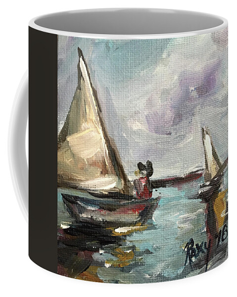 Sailboat Painting Coffee Mug featuring the painting Serenity Sail by Roxy Rich