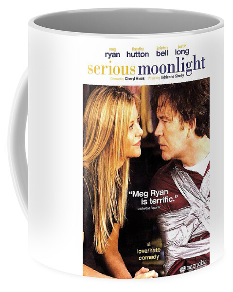 Serious Coffee Mug featuring the mixed media ''Serious Moonlight'', 2009, movie poster by Stars on Art