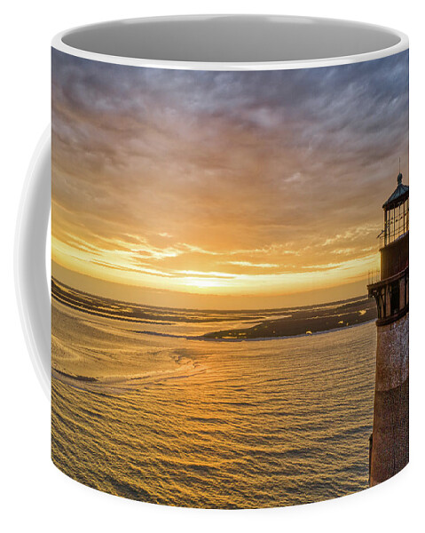Morris Island Lighthouse Coffee Mug featuring the photograph Setting Sun on Morris Island Light by Walt Baker
