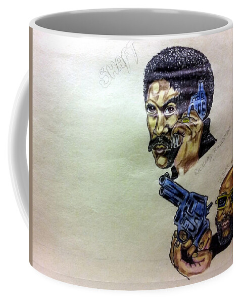 Black Art Coffee Mug featuring the drawing Shaft by Joedee