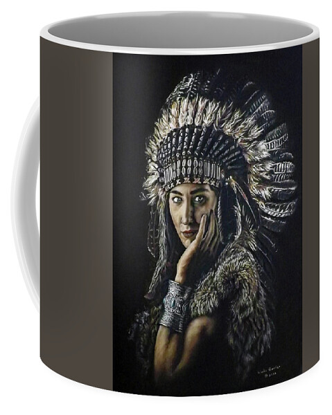 Shaman Coffee Mug featuring the painting Shaman Woman by Linda Becker
