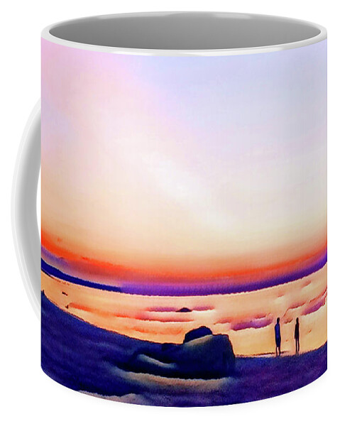 Beach Coffee Mug featuring the digital art Share a Sunset by Eileen Kelly