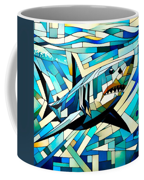 Shark Coffee Mug featuring the painting Shark by Emeka Okoro