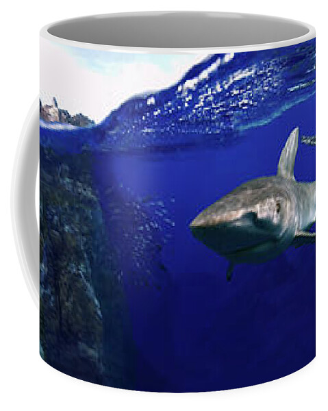 Sharks Coffee Mug featuring the digital art Shark scene by Artesub