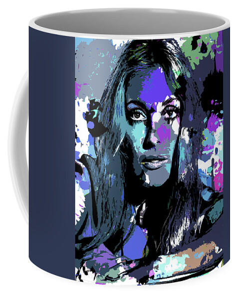 Sharon Coffee Mug featuring the digital art Sharon Tate psychedelic portrait by Movie World Posters
