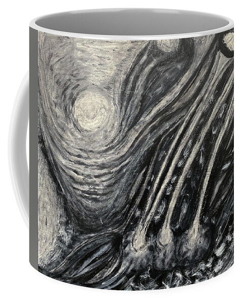Monochrome Coffee Mug featuring the painting She Creates Her World by David Feder