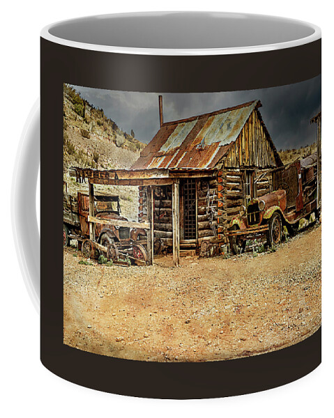  Coffee Mug featuring the photograph Shed and Trucks by Al Judge