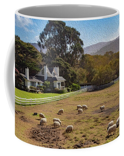 Digital Paintings Coffee Mug featuring the photograph Sheep at Mission Ranch by Robert Carter