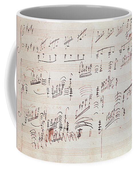 Beethoven Coffee Mug featuring the drawing Sheet music for the Moonlight Sonata by Beethoven by Beethoven