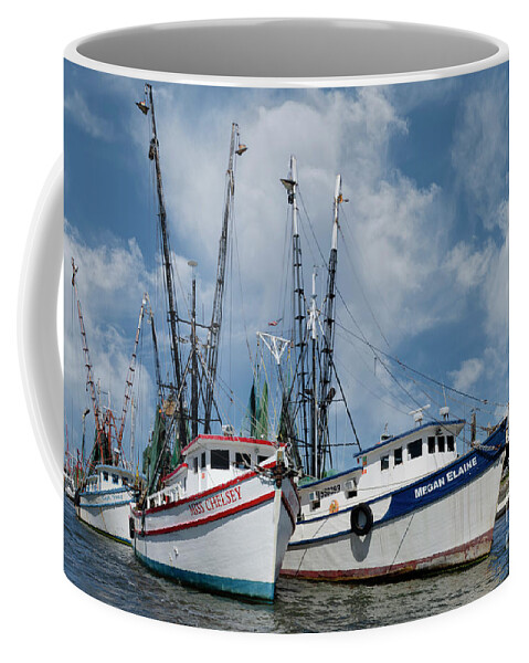 Shrimp Boat Coffee Mug featuring the photograph Shem Creek - Megan Elaine - Miss Chelsey - Capt Tang by Dale Powell