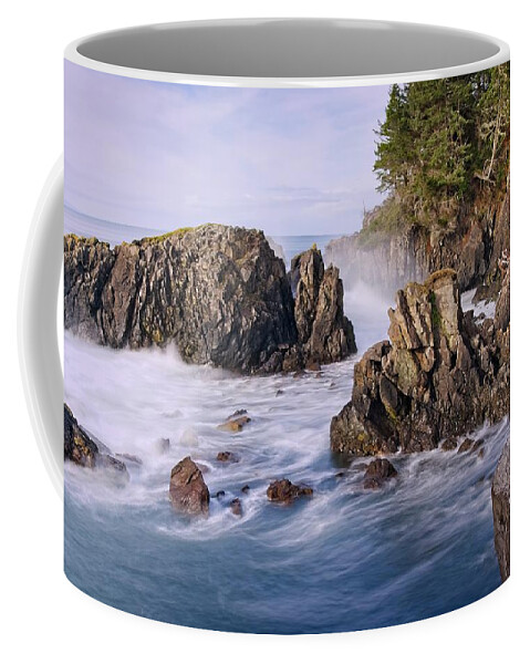 Landscape Coffee Mug featuring the photograph Sheringham Point Lighthouse Waves by Allan Van Gasbeck