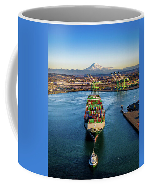 Mt Rainier Coffee Mug featuring the photograph Shipping Out by Clinton Ward