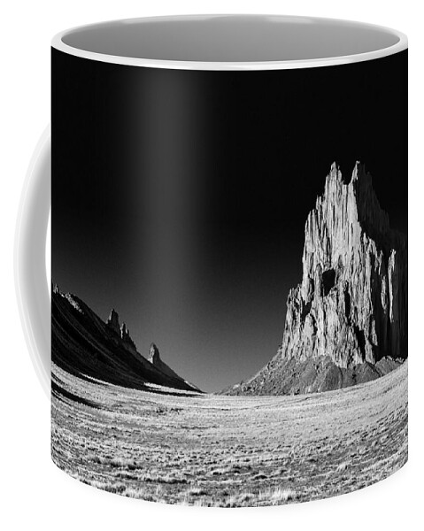 Shiprock Coffee Mug featuring the photograph Shiprock Black and White - Farmington - New Mexico by Gary Whitton