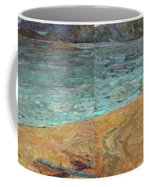 Plein Air Coffee Mug featuring the painting Shore of Teriberka by Juliya Zhukova