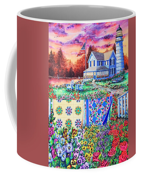 Lighthouse Coffee Mug featuring the painting Shoreline Treasures by Diane Phalen