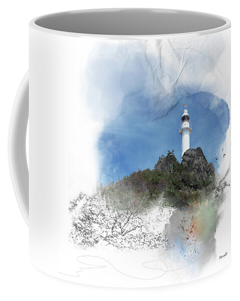 Gros Morne Coffee Mug featuring the mixed media Showing the way by Moira Law