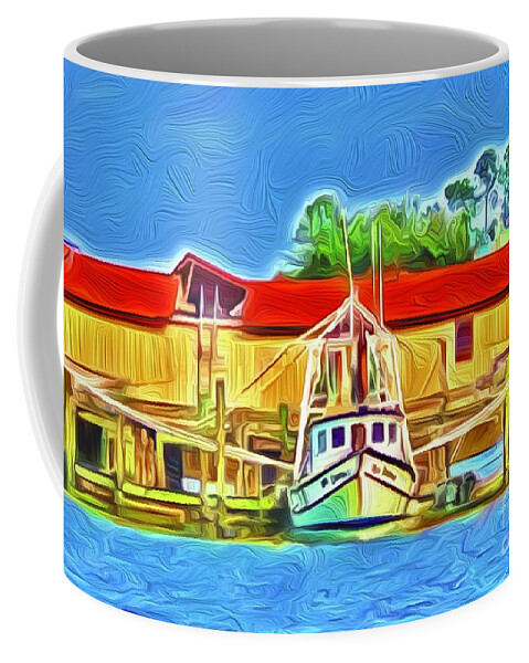Landscape Coffee Mug featuring the digital art Shrimp Boat by Michael Stothard