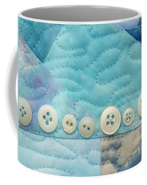Fiber Wall Art Coffee Mug featuring the mixed media Shrine To Land and Sky A by Vivian Aumond