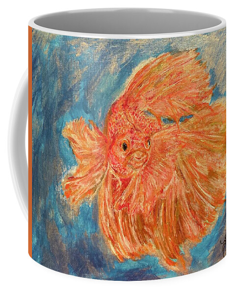 Fish Coffee Mug featuring the painting Siamese Fighter Fish by Melody Fowler