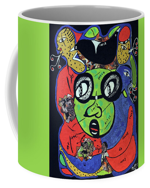Soweto Coffee Mug featuring the painting Watching You by Nkuly Sibeko