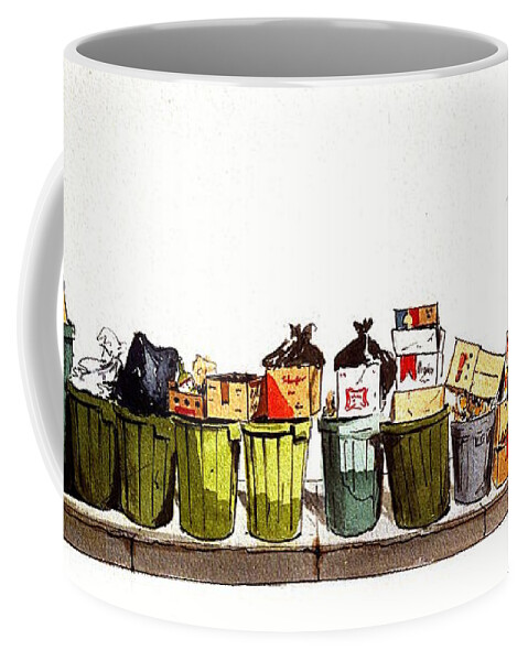 Watercolor Coffee Mug featuring the painting Sidewalk Sentinels by William Renzulli