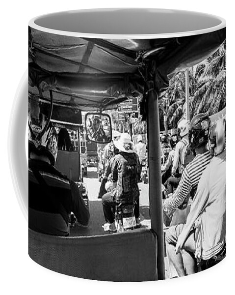 Panoramic Coffee Mug featuring the photograph Siem Reap cambodia street motorbikes by Sonny Ryse
