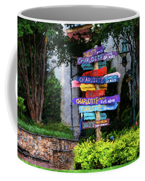 Signpost Coffee Mug featuring the digital art Signpost at The Green by SnapHappy Photos