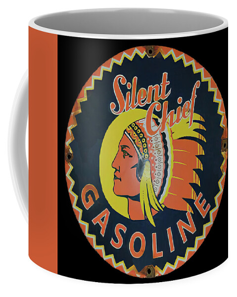 Silent Chief Coffee Mug featuring the photograph Silent Chief Gasoline vintage sign by Flees Photos