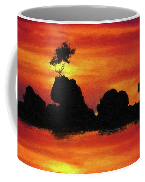 Silhouette At Sunset Coffee Mug featuring the digital art Silhouette at Sunset by Russ Harris