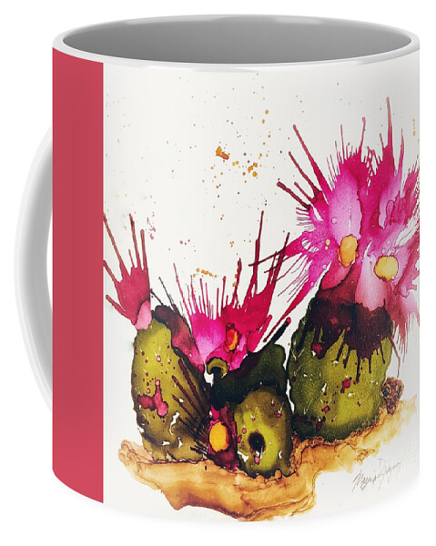 Alcohol Ink Coffee Mug featuring the painting Silly Cactus by Marcia Breznay