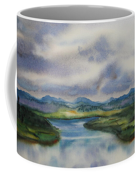 Landscape Coffee Mug featuring the painting Silver Day by Ruth Kamenev