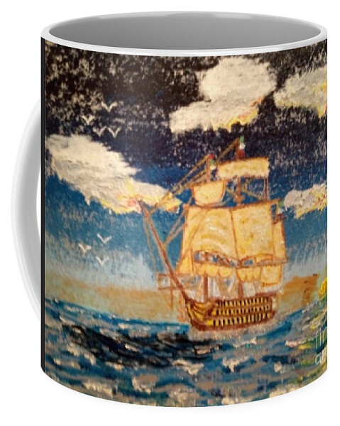 Ship Coffee Mug featuring the painting Silver Seas by David Westwood