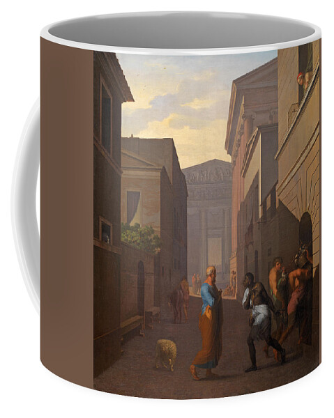 Nicolai Abildgaard Coffee Mug featuring the painting Simo and his former slave Sosia. From Terence's Andria by Nicolai Abildgaard