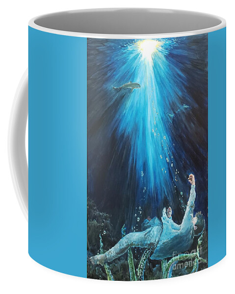 Depression Coffee Mug featuring the painting Sinking into Depression by Merana Cadorette