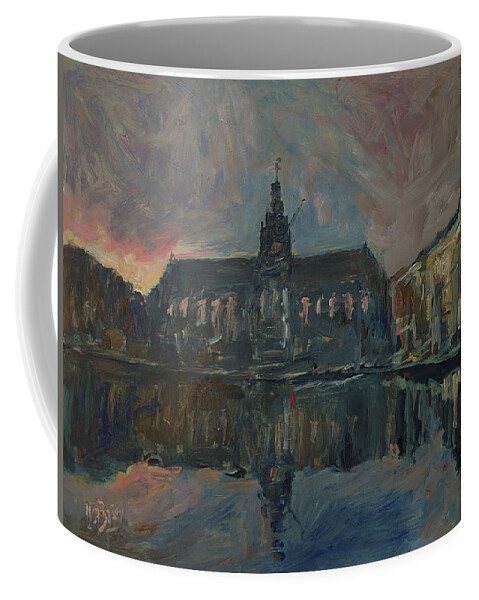 Sint Bavo Coffee Mug featuring the painting Sint Bavo church Haarlem by Nop Briex