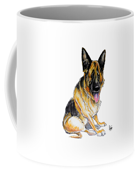 Dog Coffee Mug featuring the drawing Sitting German Shepherd by John LaFree