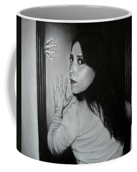 Woman Coffee Mug featuring the painting Skeleton in the Closet by Lynet McDonald